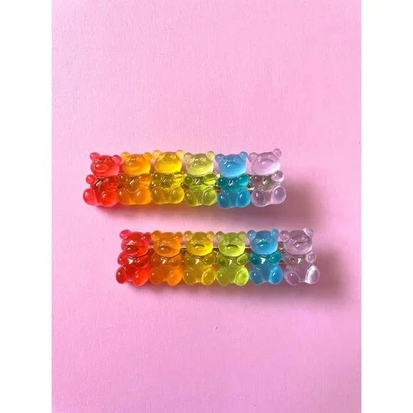 Gummy Bear Hair Clip Candy Rainbow Colour Hair Barrette For Girls - Picture 9 of 9
